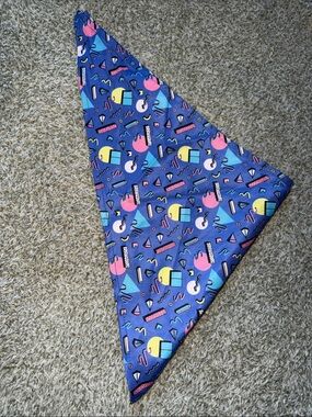 Retro Geo Print Triangle Bandana - Purple with Bright Accents for pets